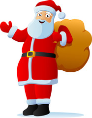 Cartoon santa claus  with gift bag. To see the other vector santa illustrations , please check Christmas collection.
