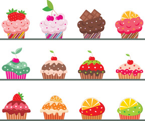 Cupcakes on a regiment. vector