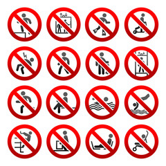 Prohibited signs Set icons