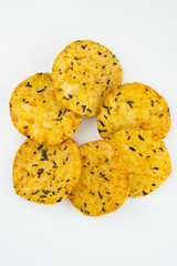 round golden cookies