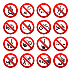 Set icons Prohibited signs Nature symbols