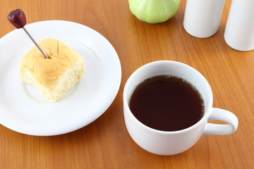 Breaking time for tea and light meal on table