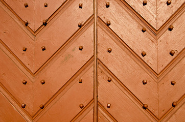 Antique wooden doors closeup and details.