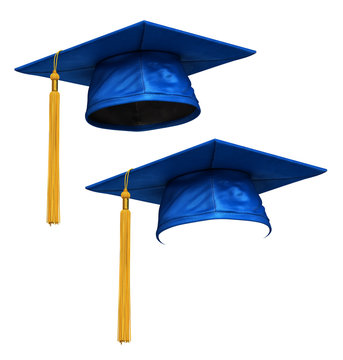 3D render of blue graduation cap