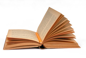Open old book isolated