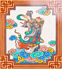 Obraz na płótnie Canvas Art Chinese style painting on the wall in temple,Thailand.Genera