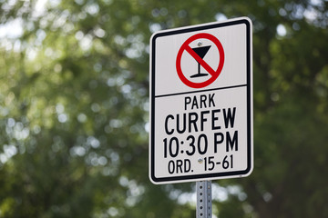 Park Curfew No Alcoholic Beverages Sign