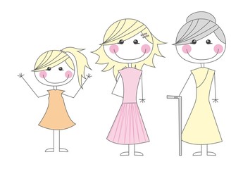 girl,mother and grandmother