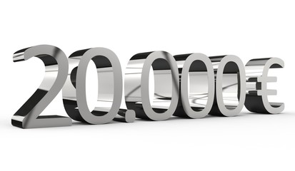 20 000 Euro 3d Schrift chrom