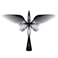 Cross with Wings. Vector illustration.