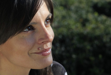 beautiful woman profile with sensual mole