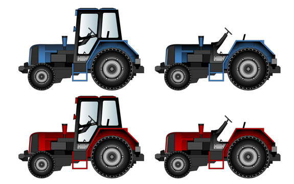 agricultural machinery, tractors, vector