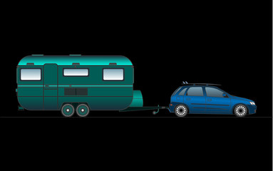 Caravan or camper van, vector