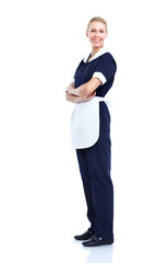 Smiling maid woman.