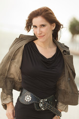 Beautiful middle age woman outdoors