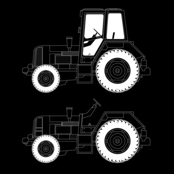 agricultural machinery, tractor, vector