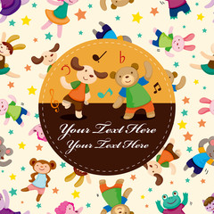 cartoon animal dancer seamless pattern