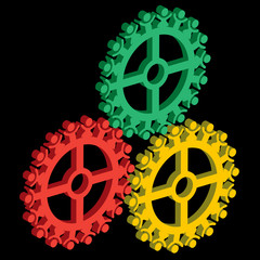 peoples gears turn in unison, symbolizing teamwork and synergy