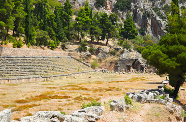 Ruins of stadium in Delphi, Greece