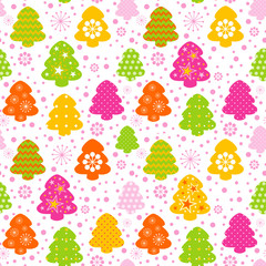 Colorful christmas tree seamless background