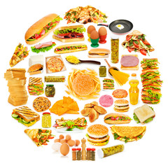 Circle with lots of food items