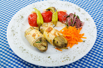 Grilled vegetables served in the plate