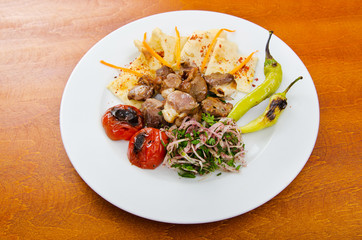 Meat cuisine - kebab served in plate