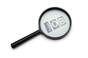 Unemployment concept with magnifying glass