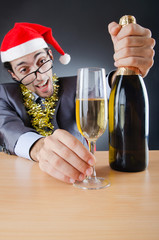 Drunken businessman after office christmas party