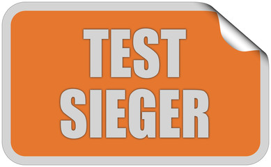 Sticker orange eckig curl oben TESTSIEGER