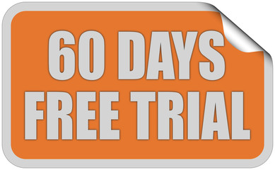 Sticker orange eckig curl oben 60 DAYS FREE TRIAL