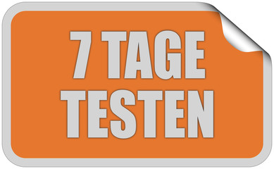 Sticker orange eckig curl oben 7 TAGE TESTEN
