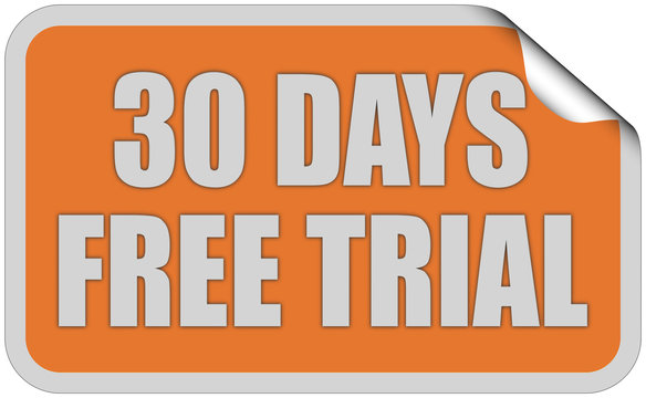 Sticker orange eckig curl oben 30 DAYS FREE TRIAL