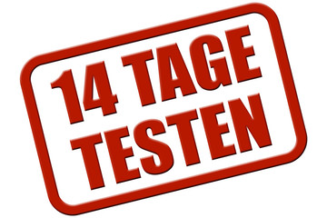 Stempel rot rel 14 TAGE TESTEN