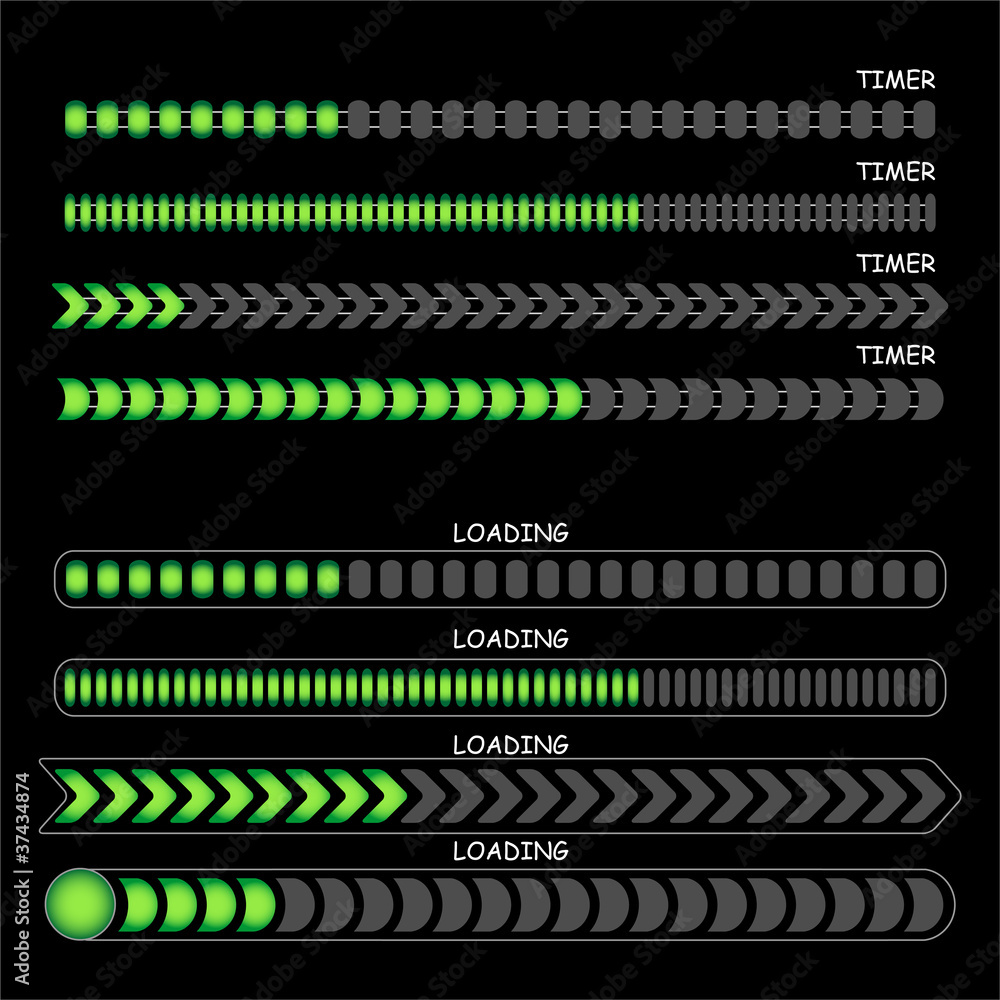 Poster vector loading signs and timer signs