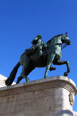 Fototapeta na wymiar Equestrian statue of Carlos III, Puerta del Sol, Madrid, Spain