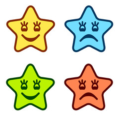 vector positive and negative faces of stars