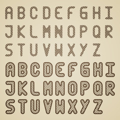 vector original striped font alphabet