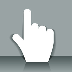 Vector white hand banner propped on wall