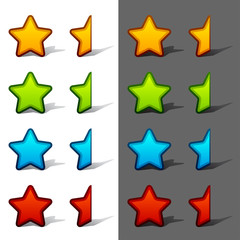 vector whole and half rating stars with shadow