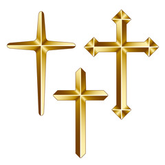 vector golden christian crosses