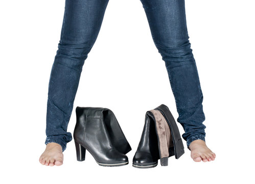 female legs and boots isolated