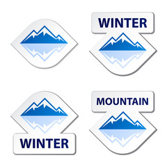 vector winter blue mountain stickers