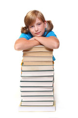 Cute schoolgirl with book.