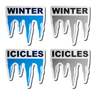 Vector Winter Blue Icicle Stickers