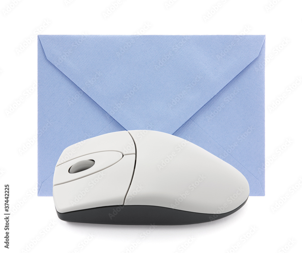 Poster computer mouse with envelope, concept of email
