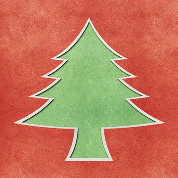 Christmas Tree Recycled Papercraft Background