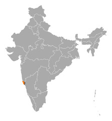 Map of India, Goa highlighted