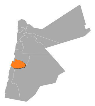 Map of Jordan, Tafilah highlighted