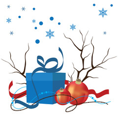 Christmas composition of decorations and gifts